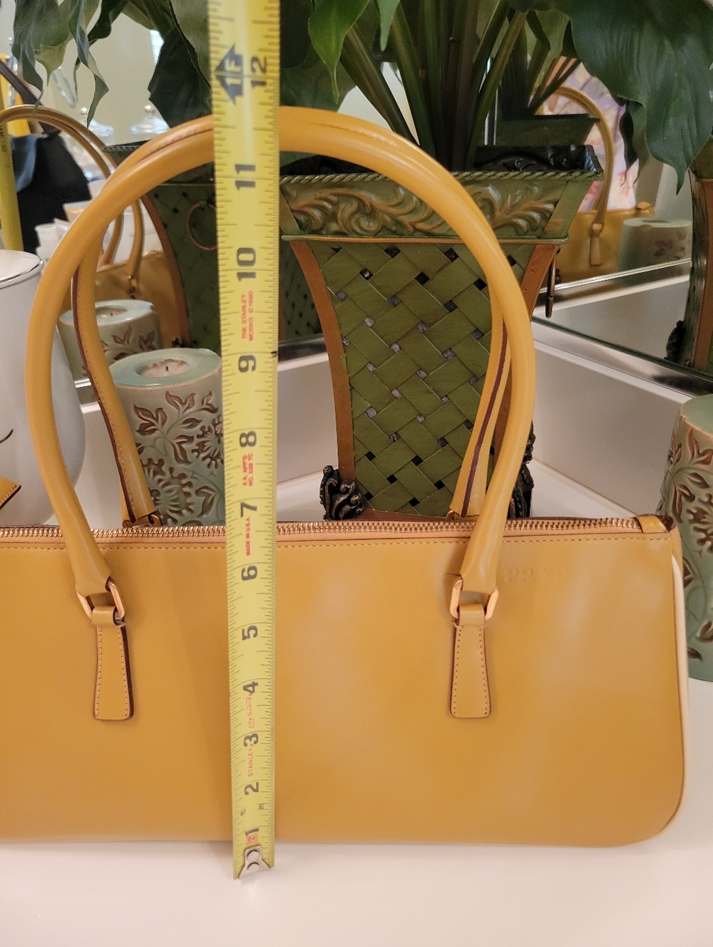 Prada Mustard Yellow Leather Handbag - Picture 14 of 16